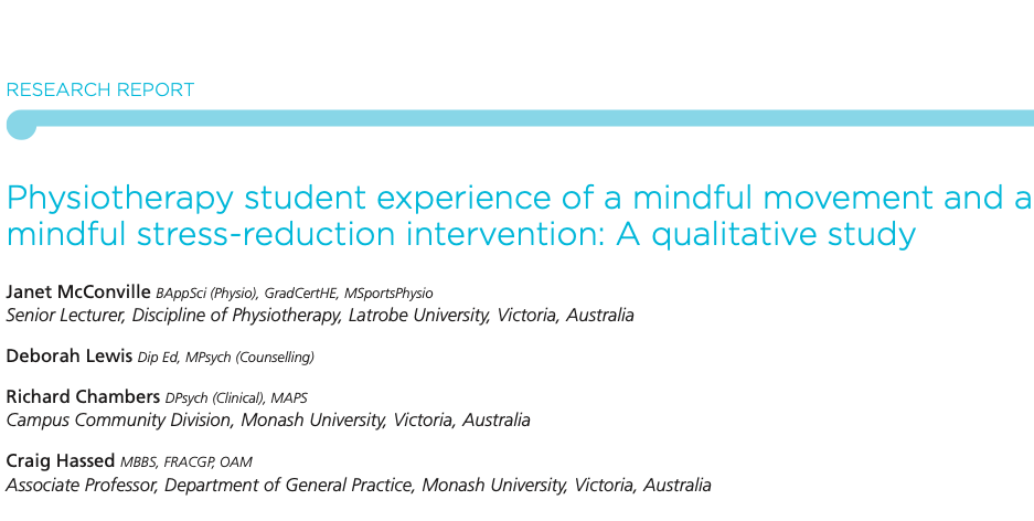 Is mindfulness a valuable skill for Physiotherapy students?